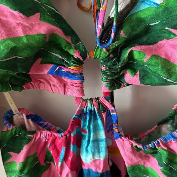 NWT ANTHROPOLOGIE FARM RIO PRINTED V-NECK CUTOUT DRESS - Picture 8 of 9